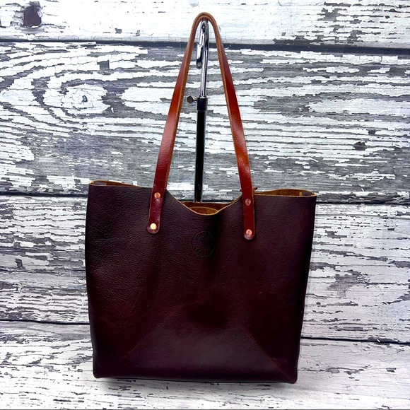 Holy Cow Leather Goods - Full Grain Medium Leather ‘Jenny’ Tote - Brown - Picture 2 of 15